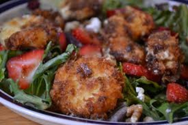 Fried Goat Cheese Salad with Raspberry Vinaigrette